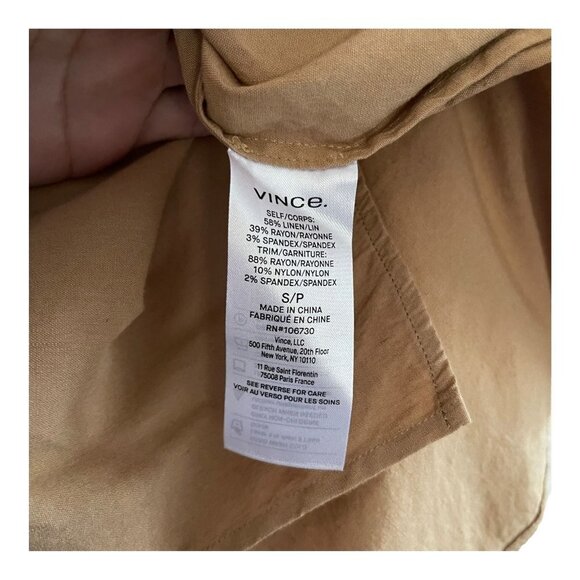 Vince Size S Rib Trim Sleeveless Linen Blend Top Camisole Lagenlook Minimalist - Picture 9 of 9